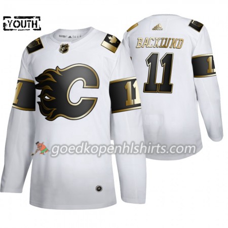 Calgary Flames Mikael Backlund 11 Adidas 2019-2020 Golden Edition Wit Authentic Shirt - Kinderen